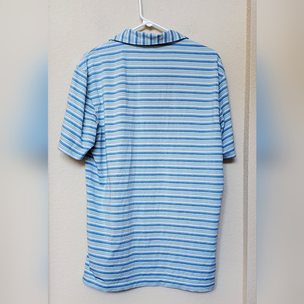 Peter Millar Striped Golf Sporty Polo.  Size Medium - Picture 3 of 6